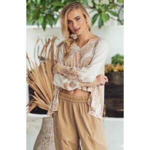 Free People - True Perfection High-Low Paisley Oversized Top -Size S Shirt *NEW*